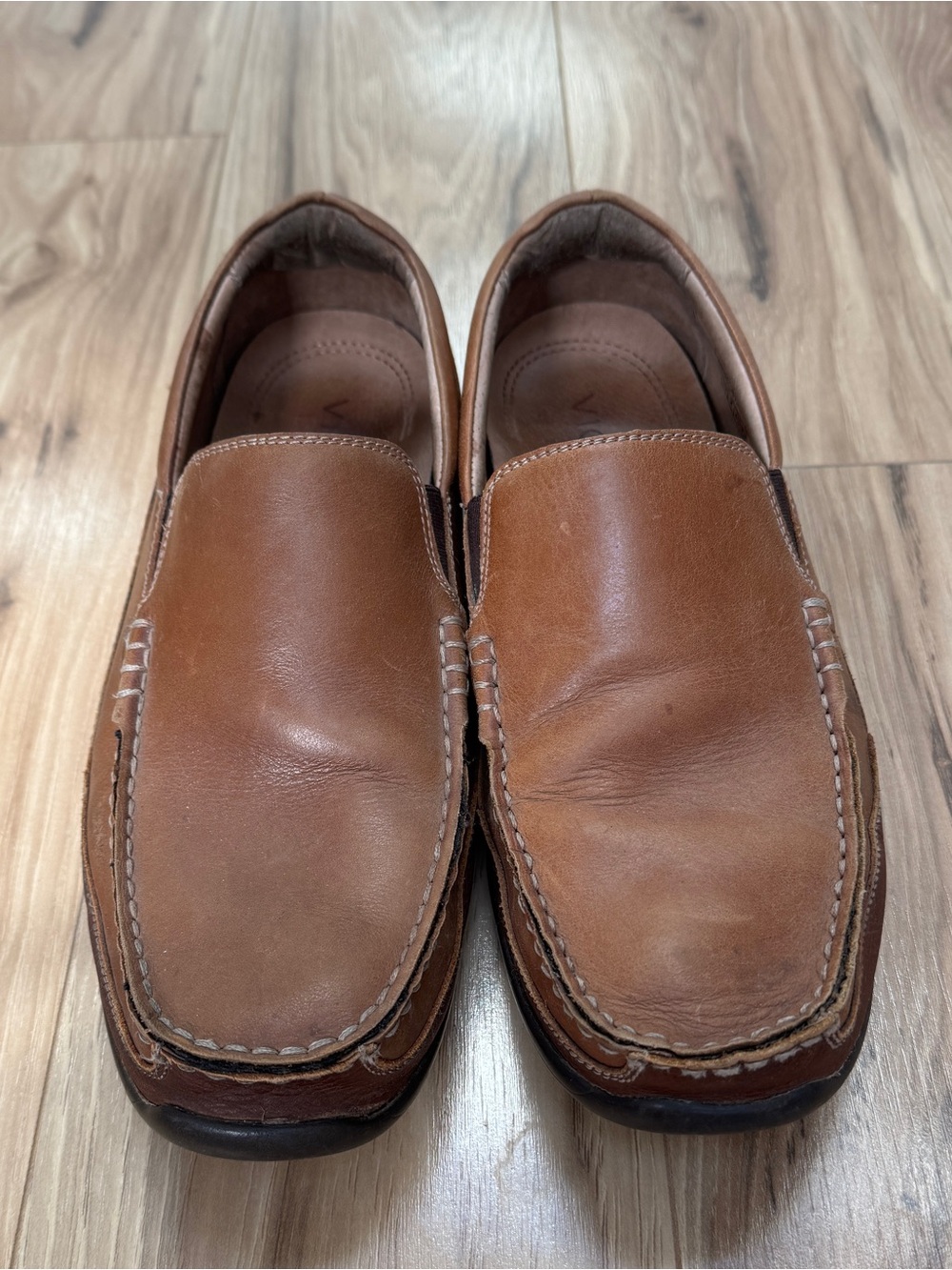 Vionic Men's Aster Preston Tan Brown Leather Slip On Moc Loafers Comfort Size 10 - Picture 4 of 13